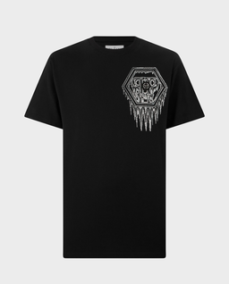 Czarny t-shirt Neon Space Hexagon - Image #0