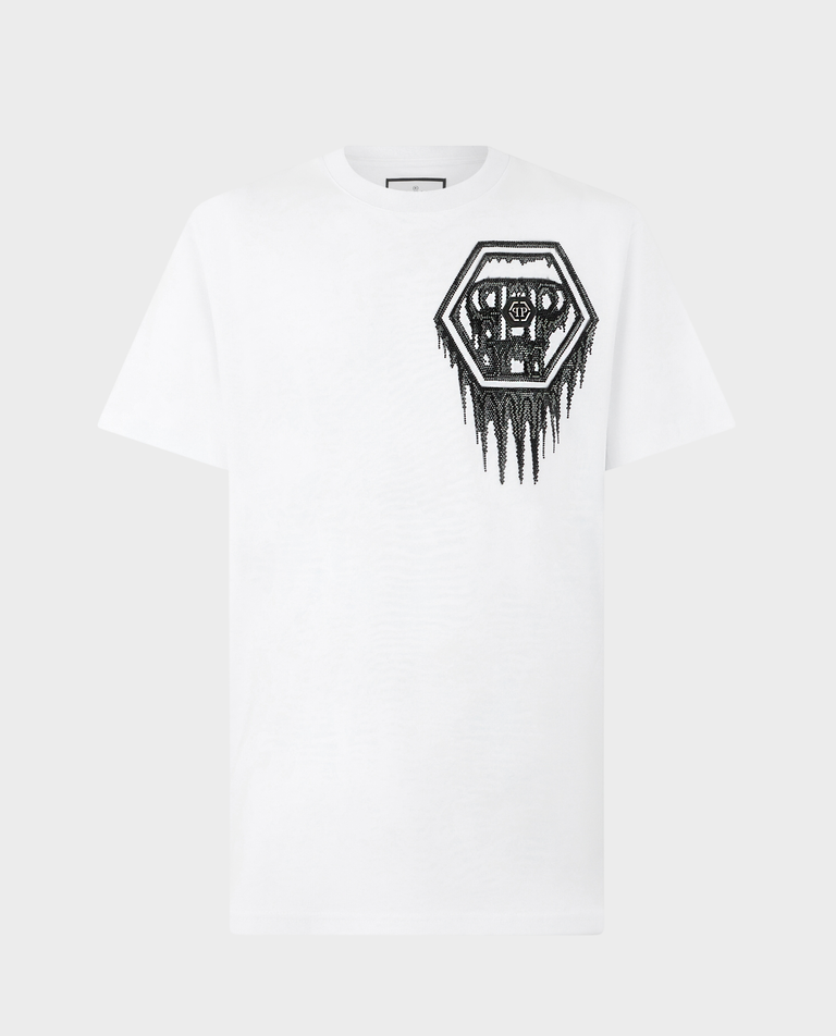 Biały t-shirt Neon Space Hexagon
