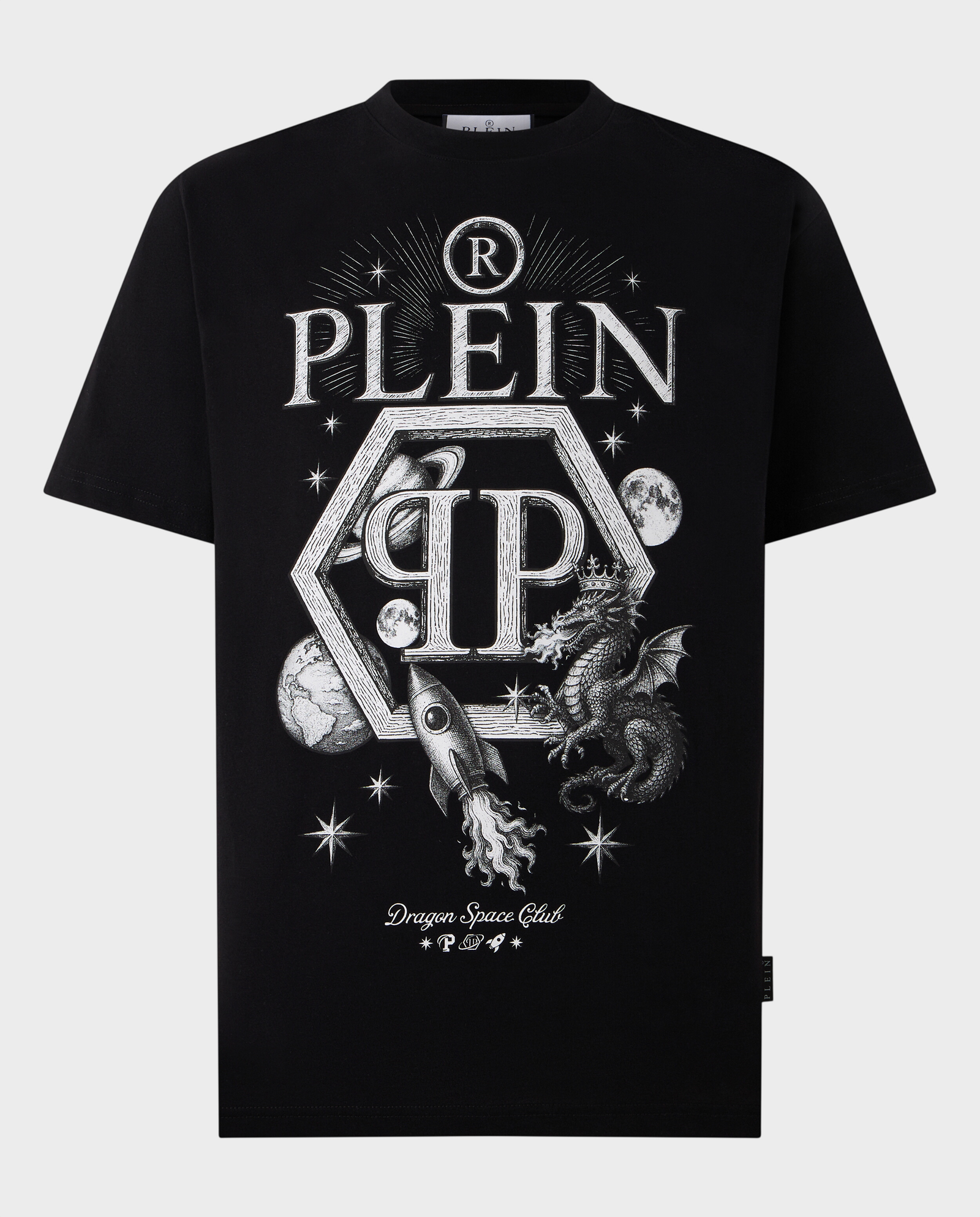 Czarny t-shirt z nadrukeim Dragon Hexagon - Image #0