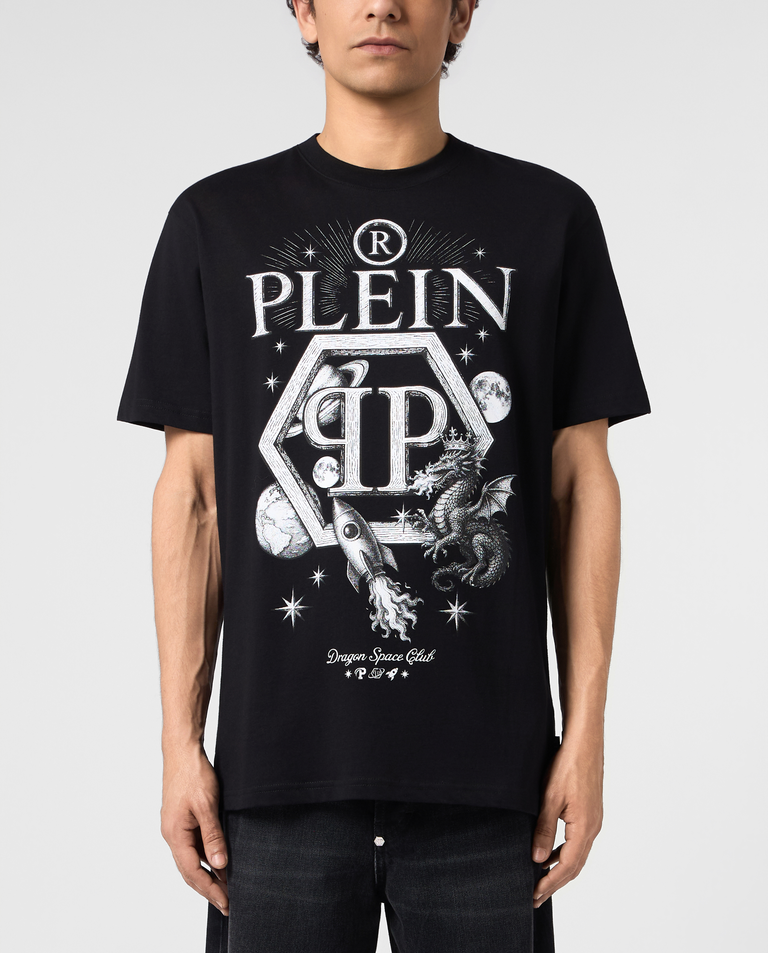 Czarny t-shirt z nadrukeim Dragon Hexagon