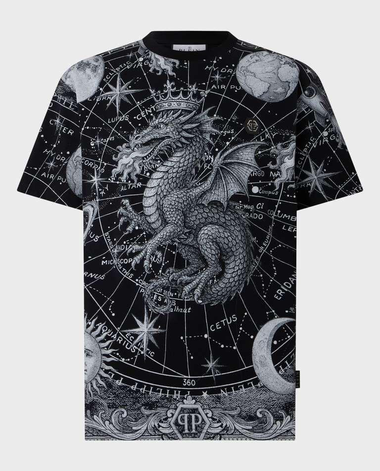 Czarny t-shirt z motywem Zodiac