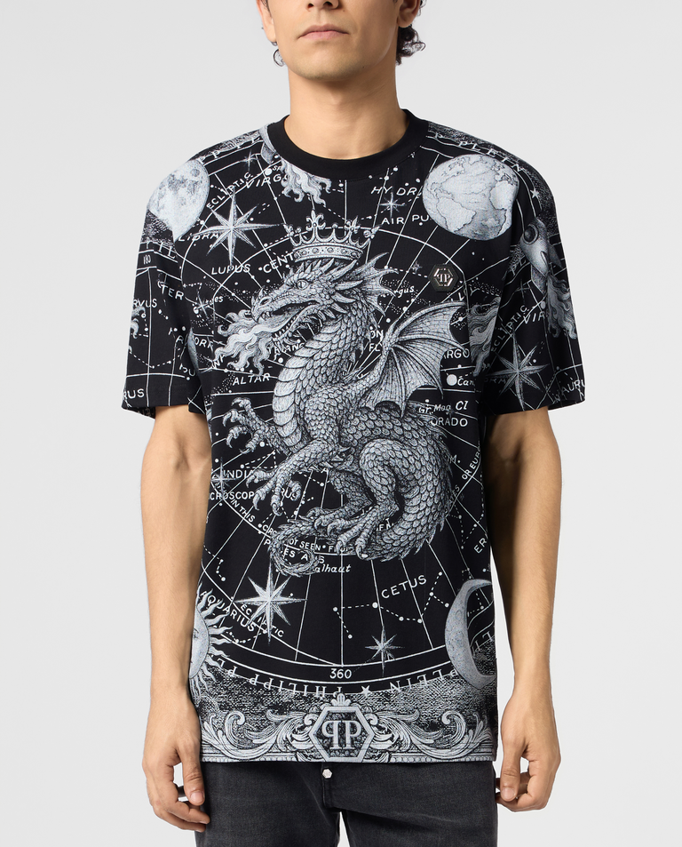 Czarny t-shirt z motywem Zodiac