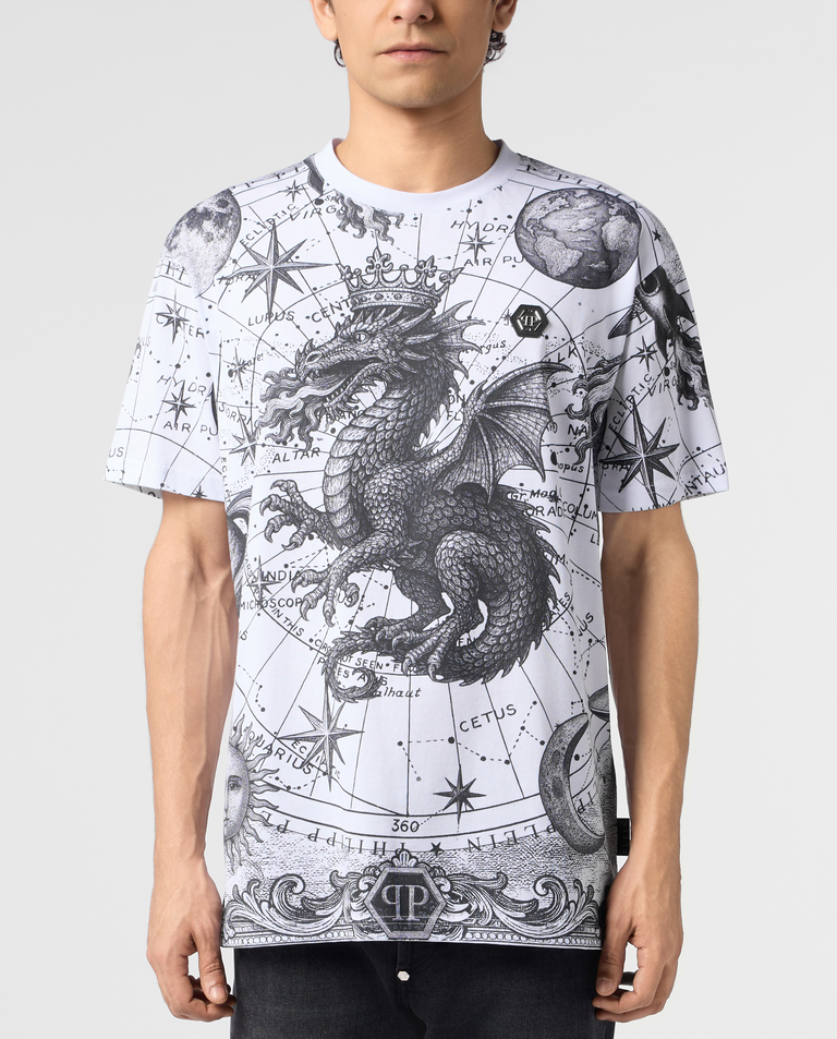 Biały t-shirt z motywem Zodiac