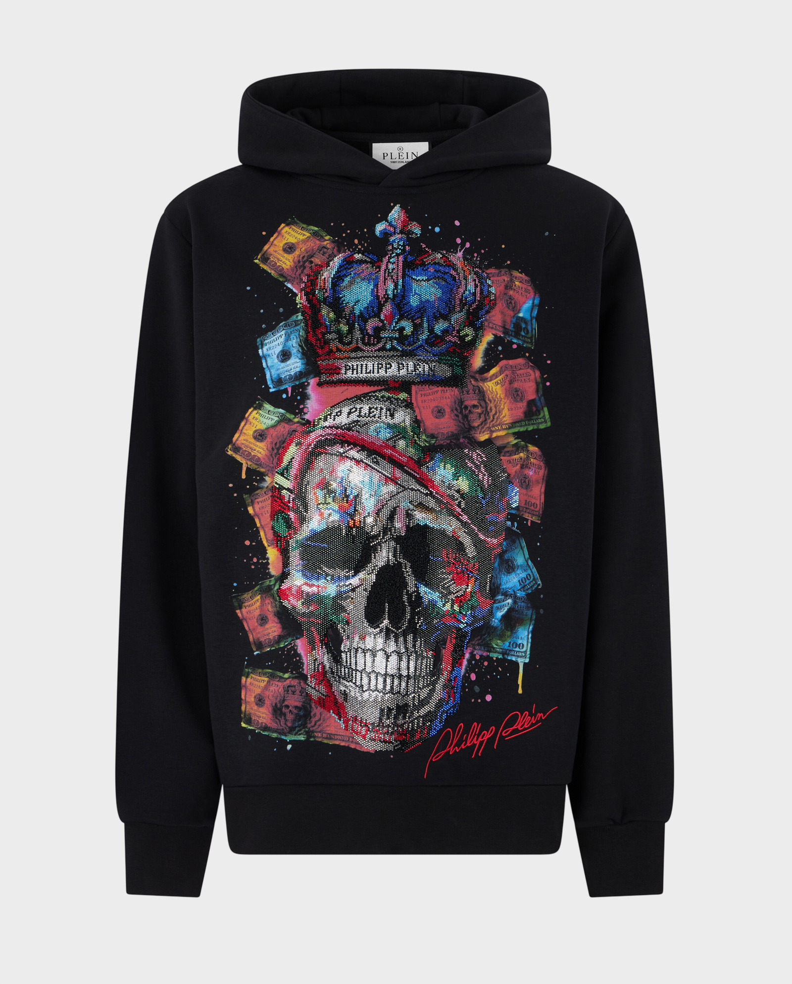 Czarna bluza z kapturem Multicolor Skull Dollar - Image #0