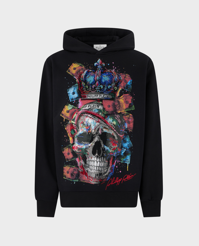 Czarna bluza z kapturem Multicolor Skull Dollar