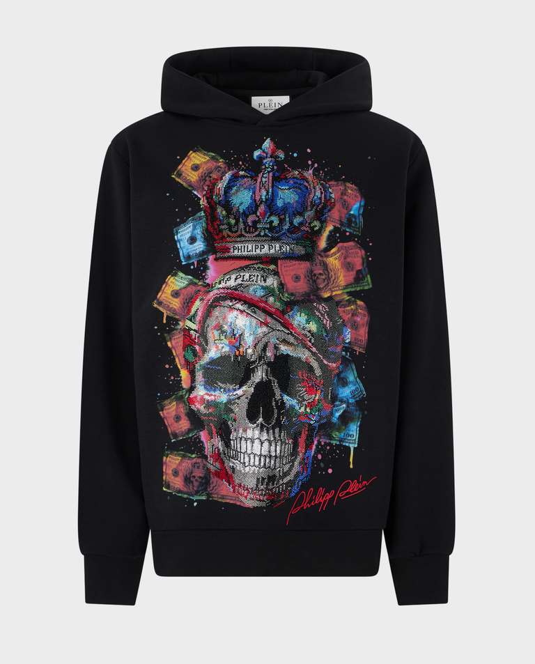 Czarna bluza z kapturem Multicolor Skull Dollar