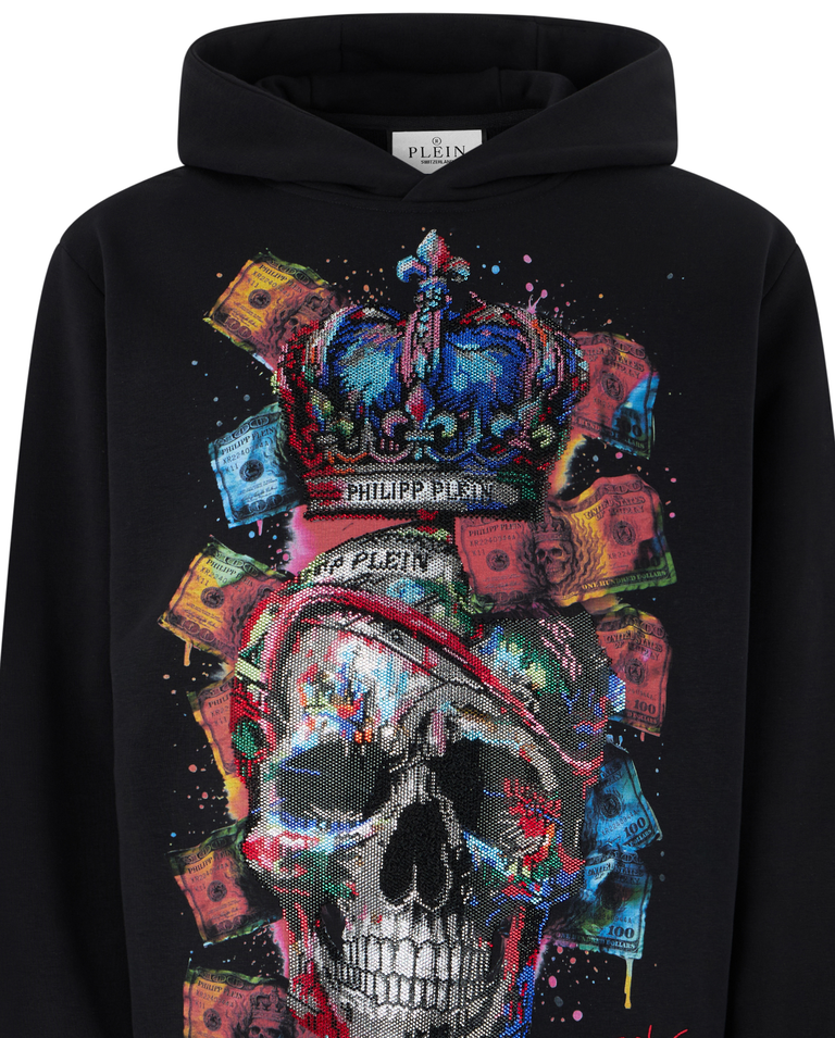 Czarna bluza z kapturem Multicolor Skull Dollar