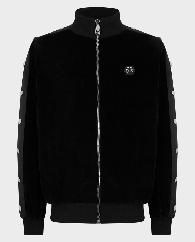 Czarna bluza rozpinana z logo