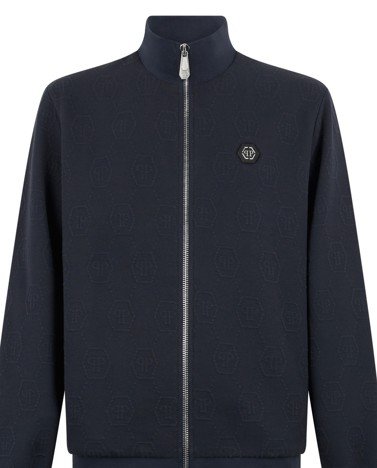 Granatowa żakardowa bluza w monogram