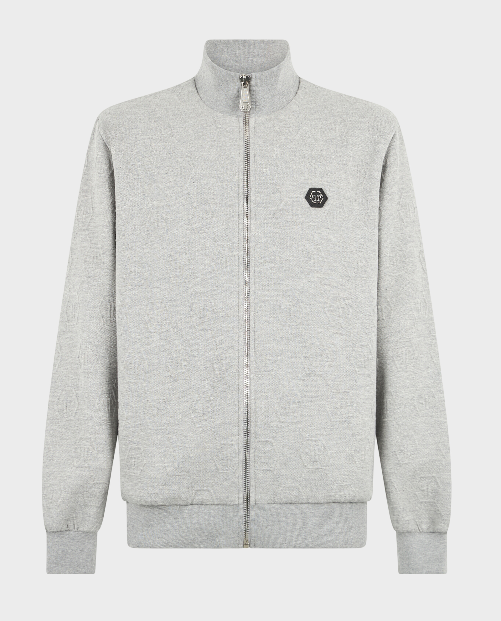 Szara żakardowa bluza w monogram - Image #0