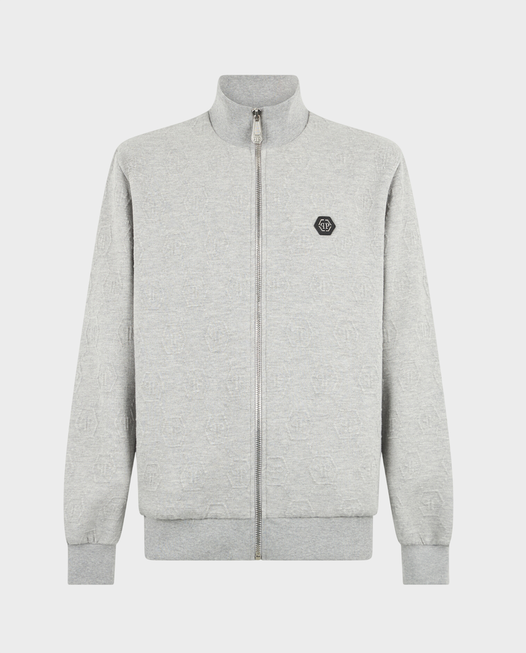 Szara żakardowa bluza w monogram