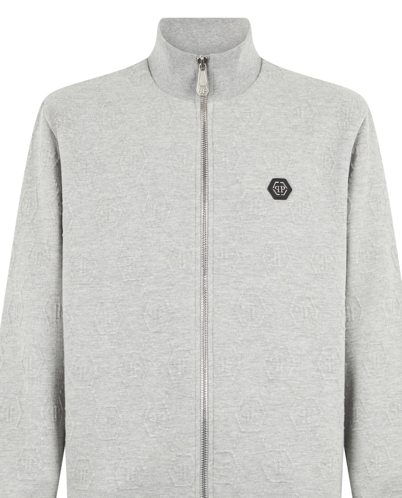Szara żakardowa bluza w monogram - Image #1