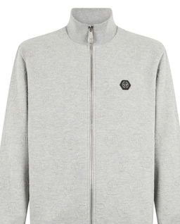 Szara żakardowa bluza w monogram - Image #1