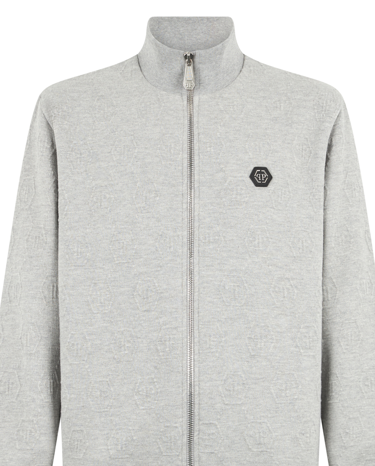 Szara żakardowa bluza w monogram