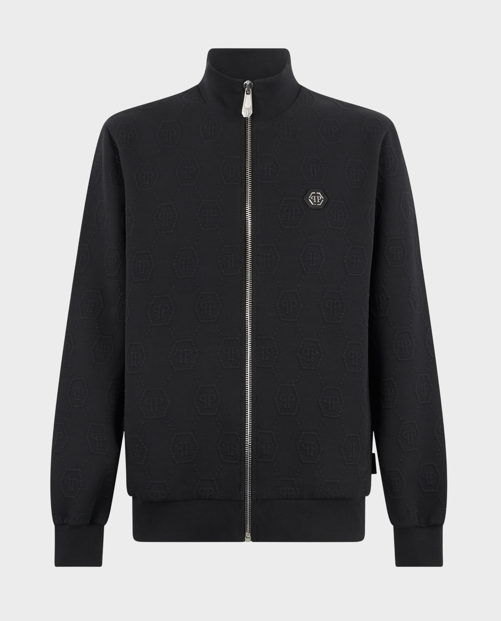 Czarna żakardowa bluza w monogram - Image #0
