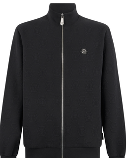 Czarna żakardowa bluza w monogram - Image #1