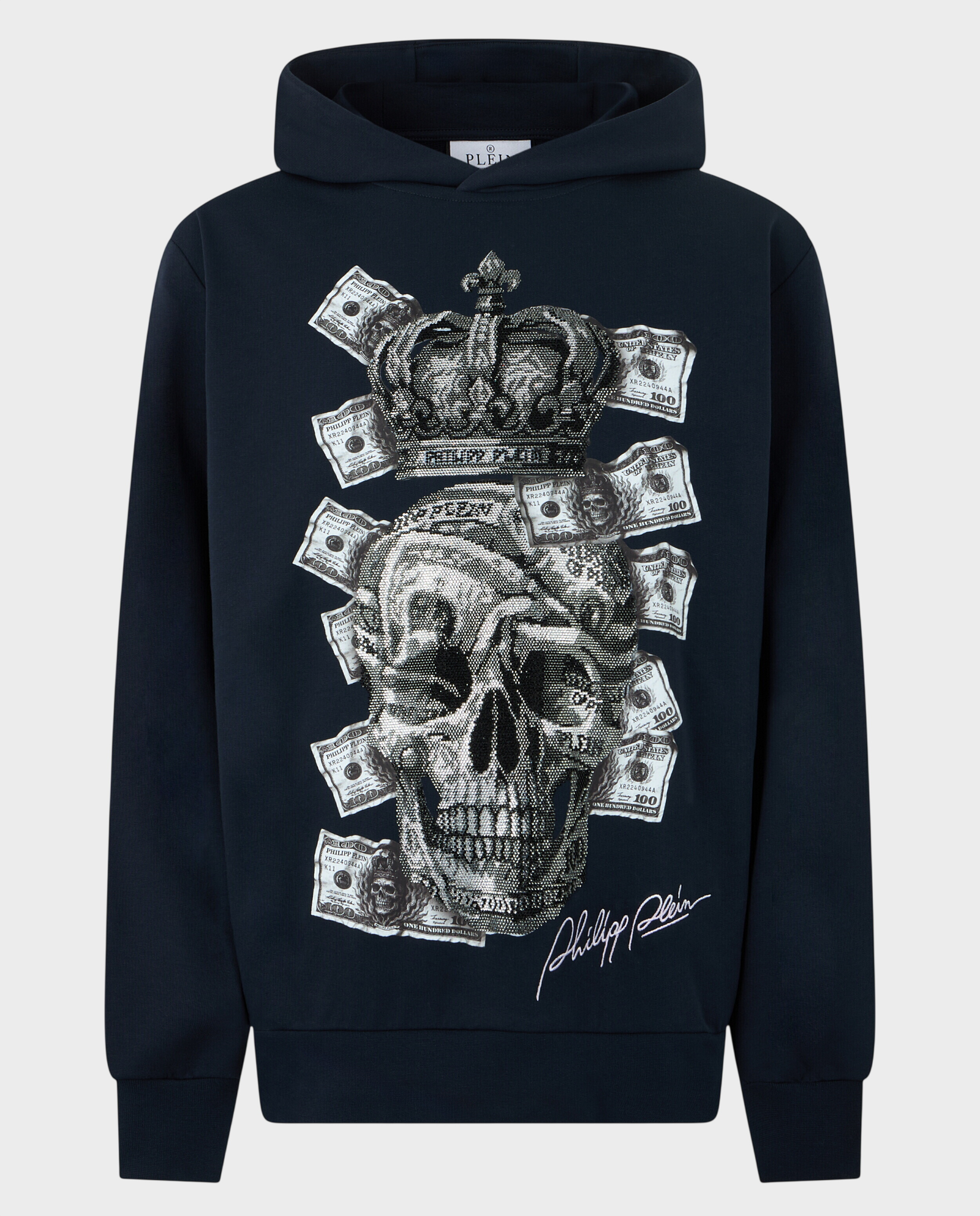 Granatowa bluza z kapturem Dollar Skull Stones - Image #0