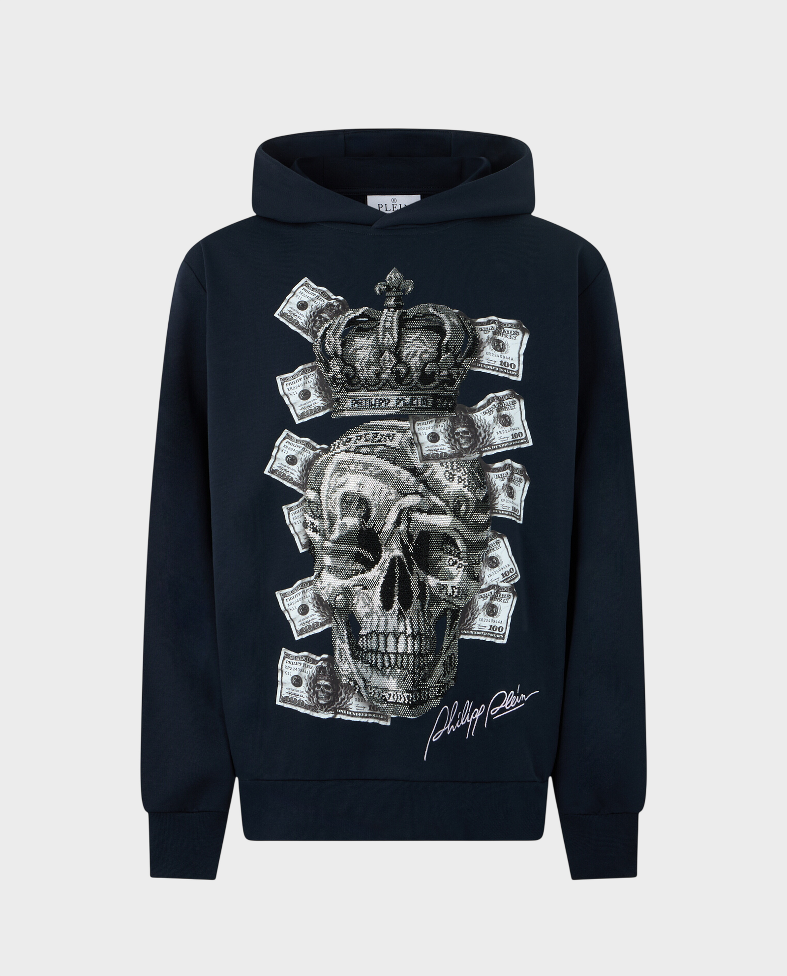 Granatowa bluza z kapturem Dollar Skull Stones - Image #0