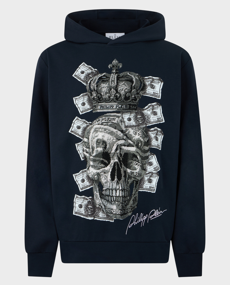 Granatowa bluza z kapturem Dollar Skull Stones