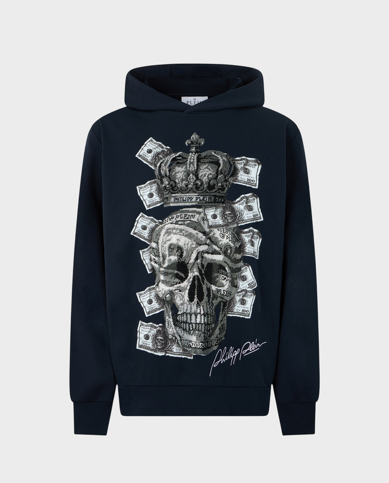 Granatowa bluza z kapturem Dollar Skull Stones