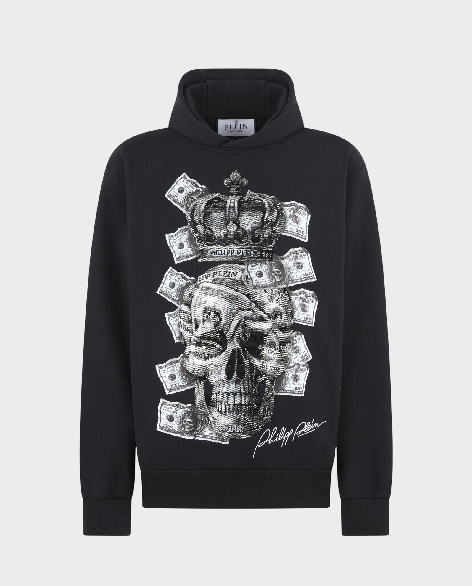 Czarna bluza z kapturem Dollar Skull Stones - Image #0