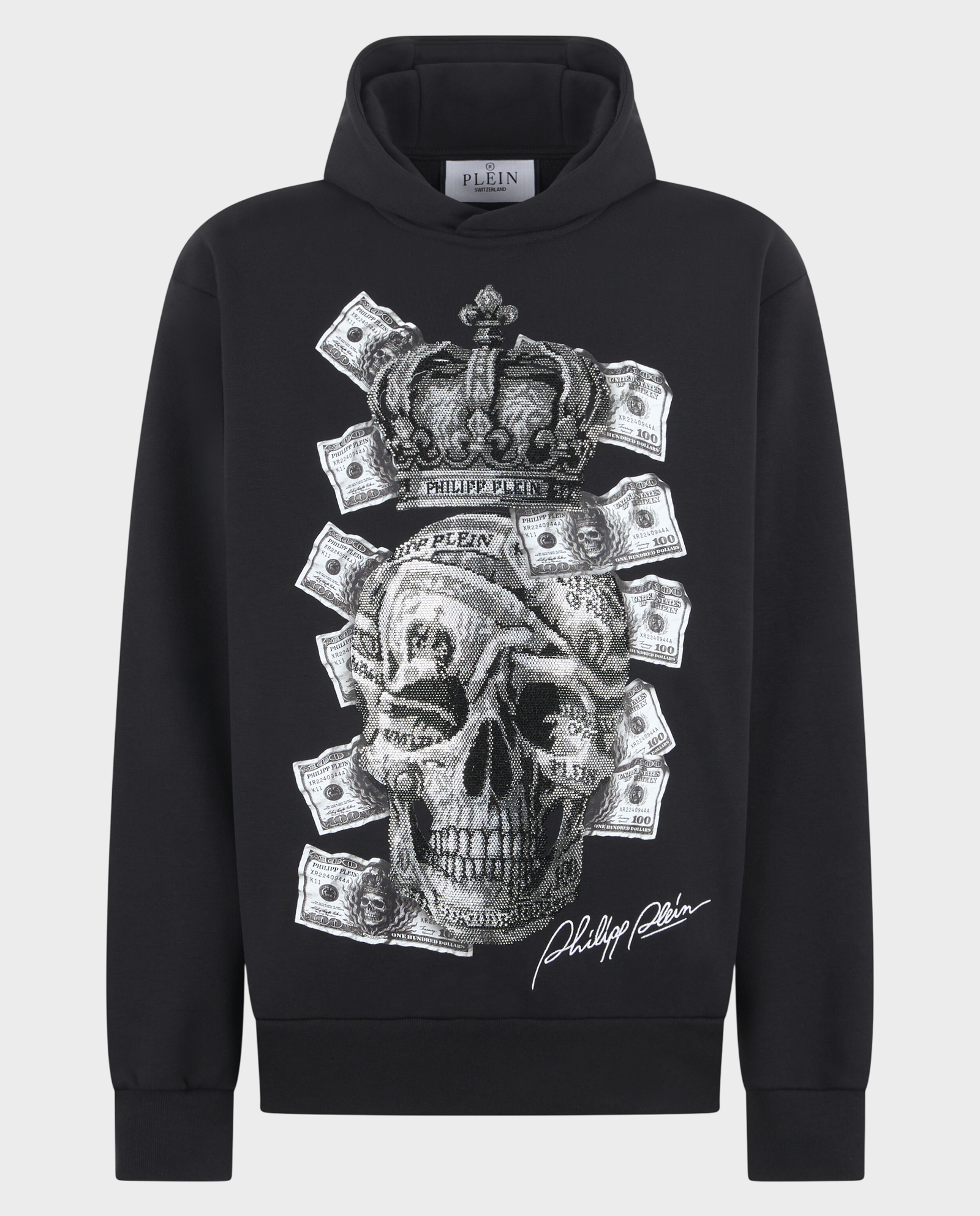 Czarna bluza z kapturem Dollar Skull Stones - Image #0