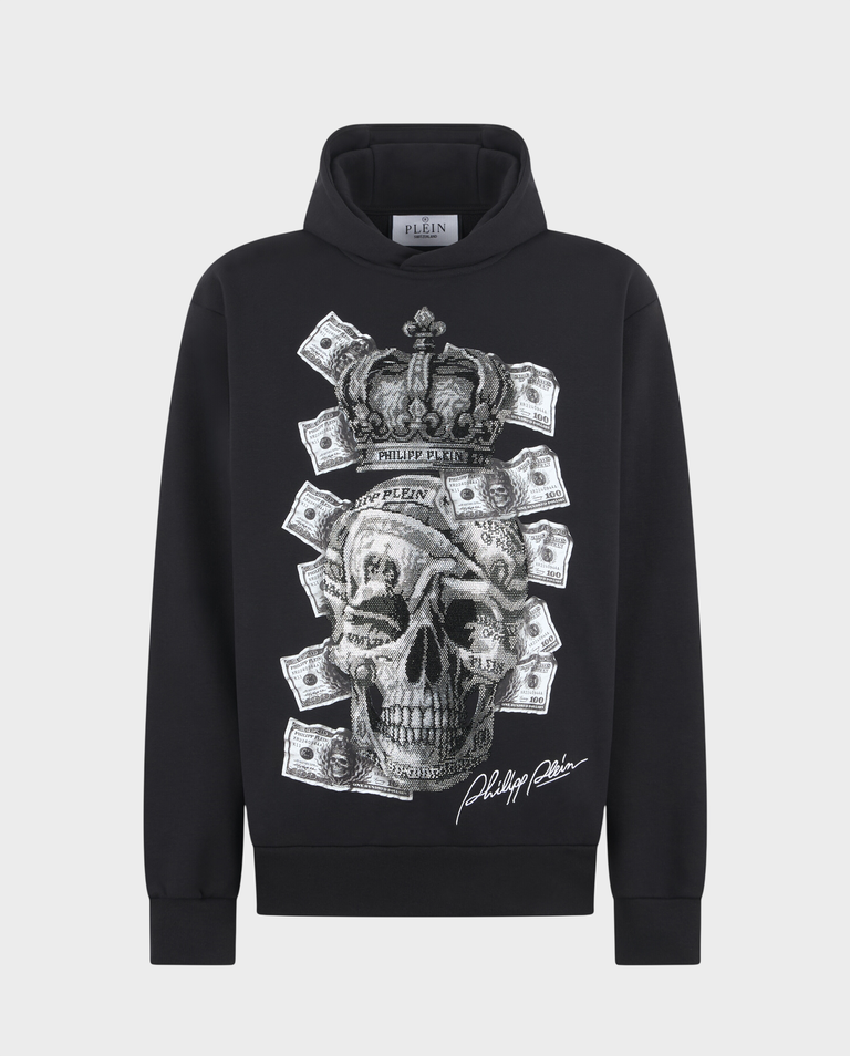 Czarna bluza z kapturem Dollar Skull Stones
