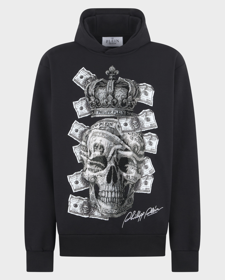 Czarna bluza z kapturem Dollar Skull Stones