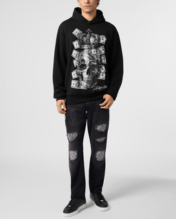 Czarna bluza z kapturem Dollar Skull Stones - Image #3