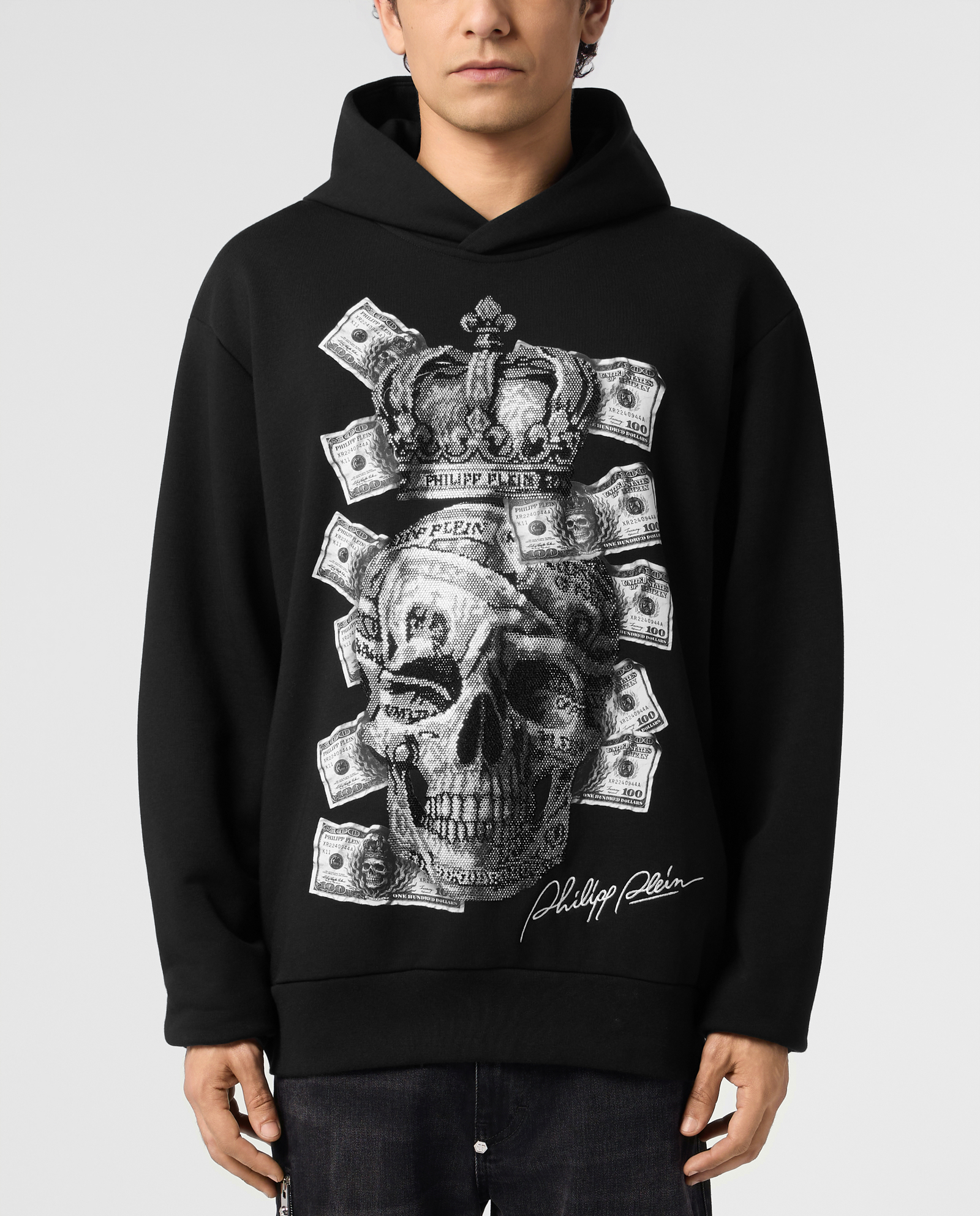 Czarna bluza z kapturem Dollar Skull Stones - Image #1