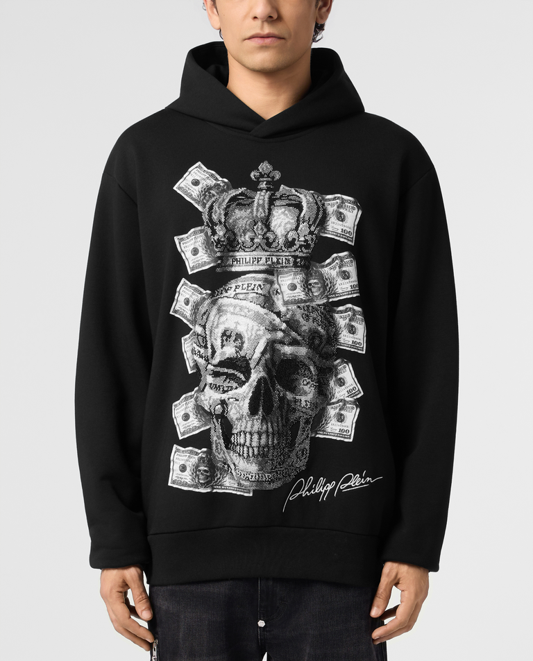 Czarna bluza z kapturem Dollar Skull Stones