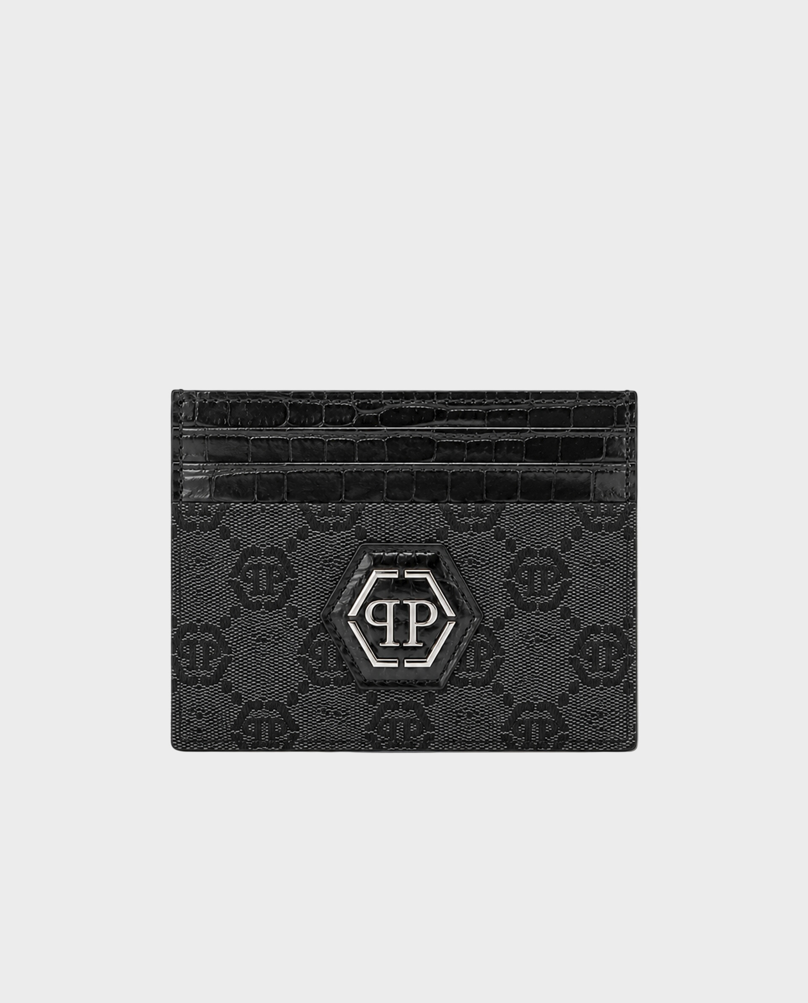 Czarne etui na karty z monogramem - Image #0