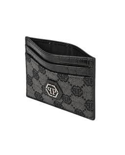 Czarne etui na karty z monogramem - Image #1