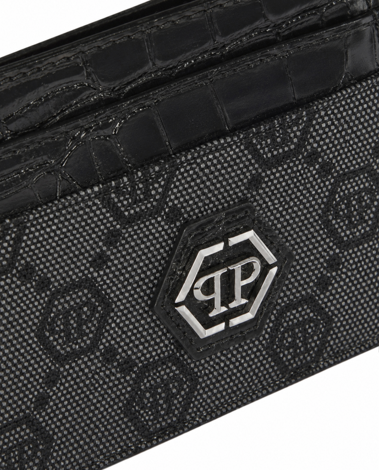 Czarne etui na karty z monogramem - Image #3