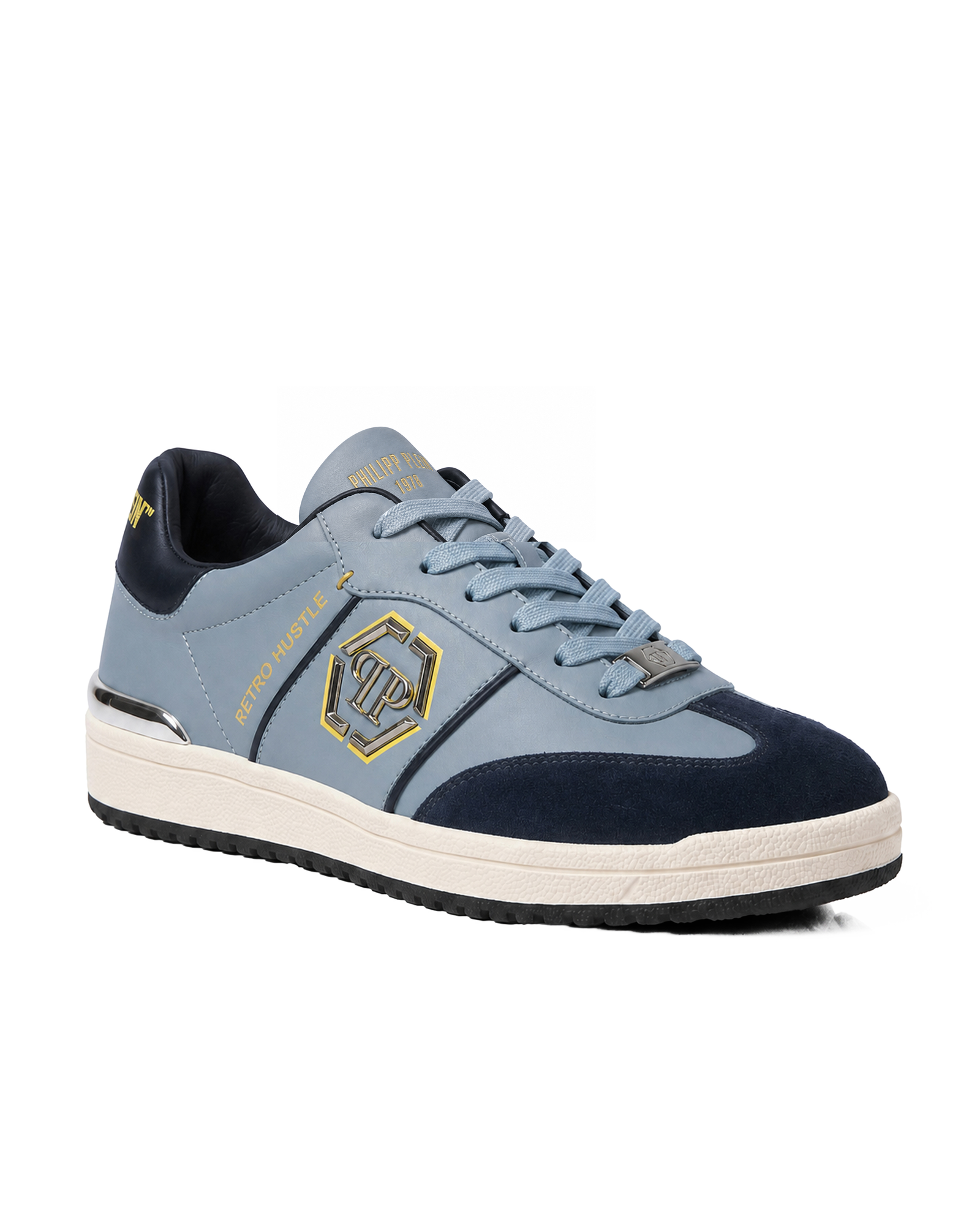 Niebieskie sneakersy z logo RETRO HUSTLE BICOLOR - Image #1
