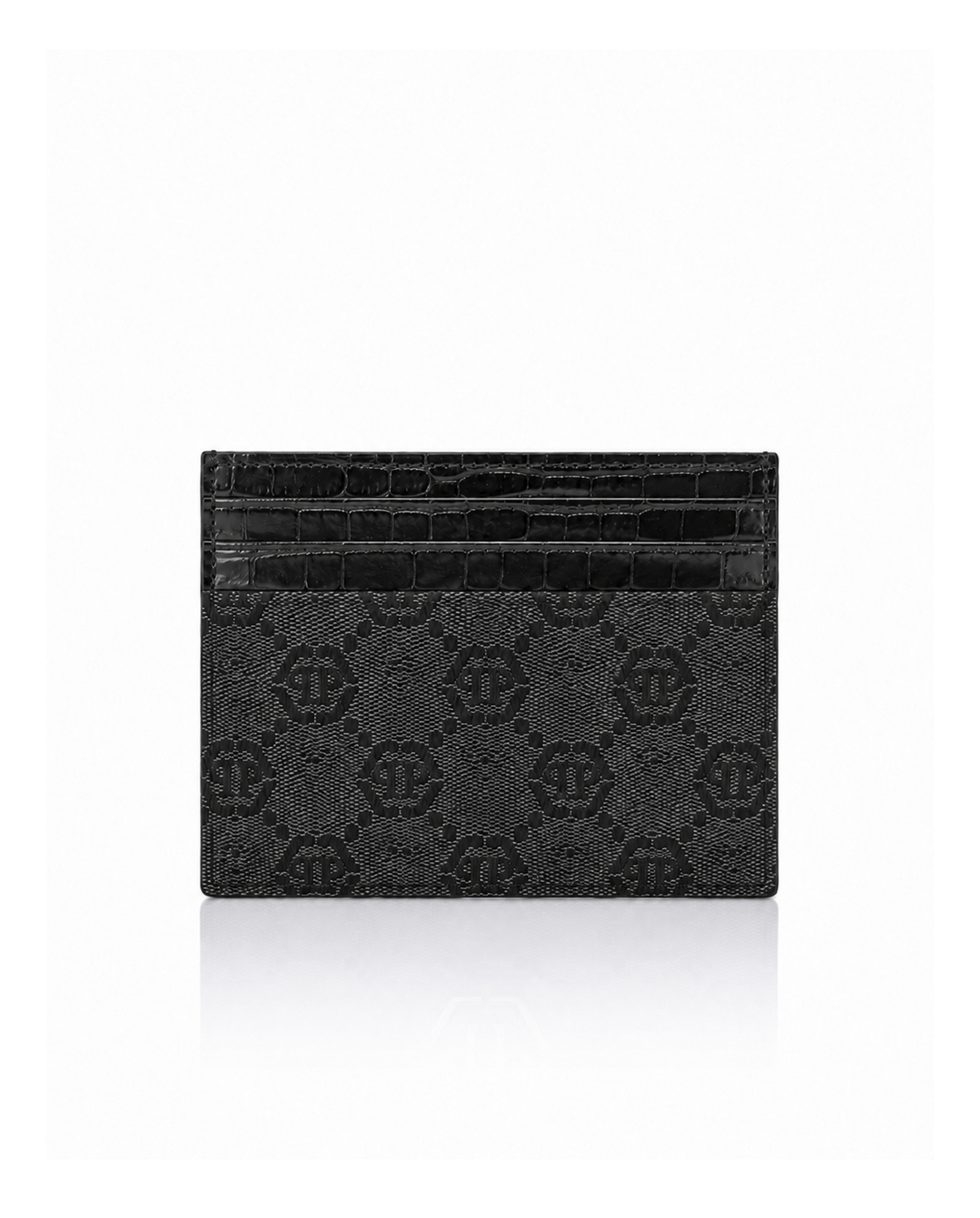 Czarne etui na karty z monogramem - Image #2
