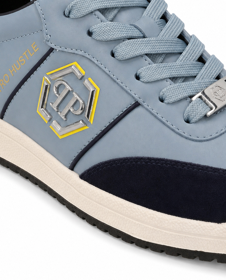 Niebieskie sneakersy z logo RETRO HUSTLE BICOLOR - Image #5