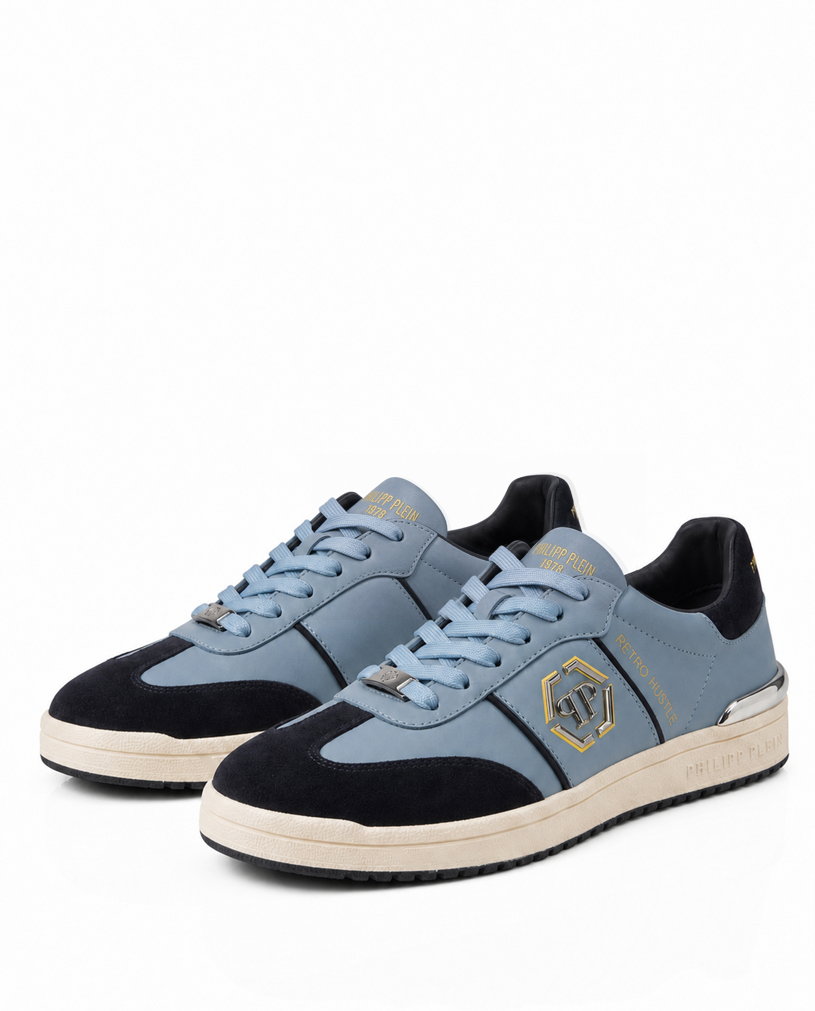 Niebieskie sneakersy z logo RETRO HUSTLE BICOLOR - Image #2