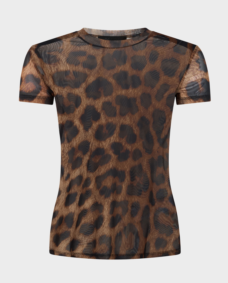 Brązowy t-shirt w panterkę Pure Fit