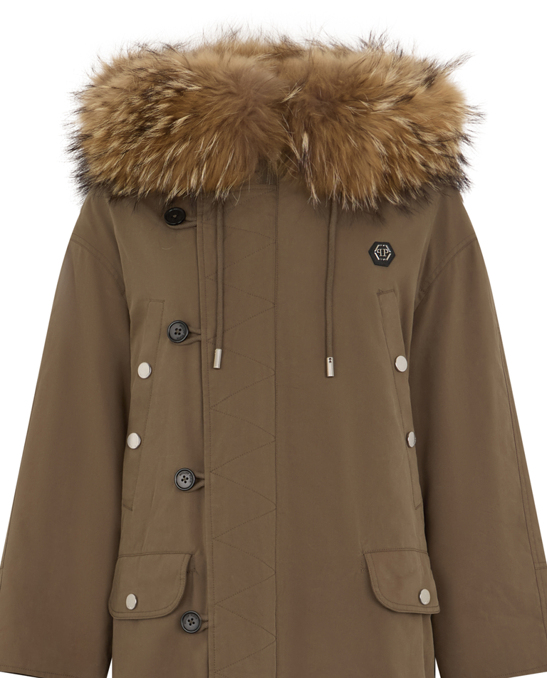 Parka z futrzanym kołnierzem Leopard Strass - Image #4