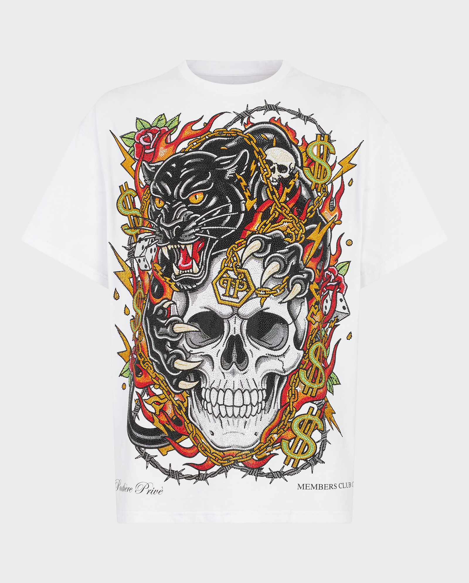 Biały T-shirt Panther Skull - Image #0