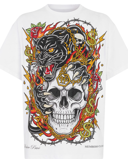 Biały T-shirt Panther Skull - Image #1