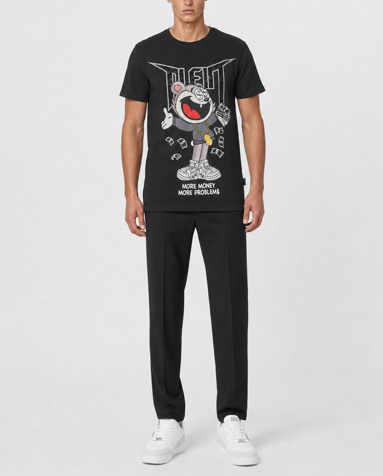 Czarny t-shirt z printem - Image #3