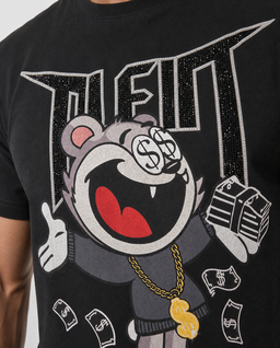 Czarny t-shirt z printem - Image #4