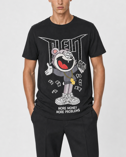Czarny t-shirt z printem - Image #1