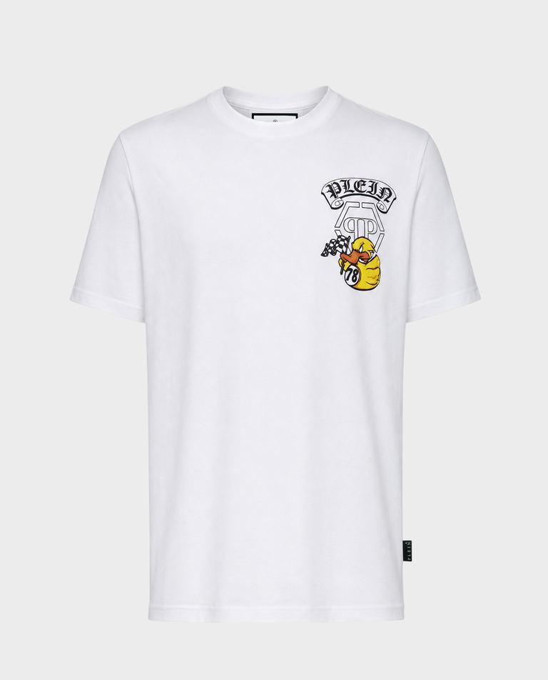 Biały t-shirt z kolorowym printem