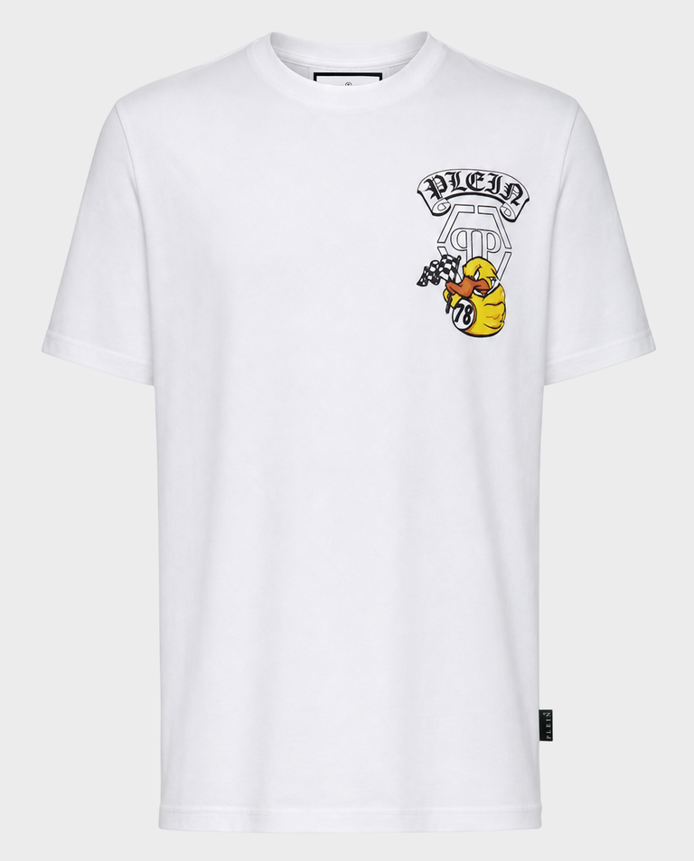 Biały t-shirt z kolorowym printem