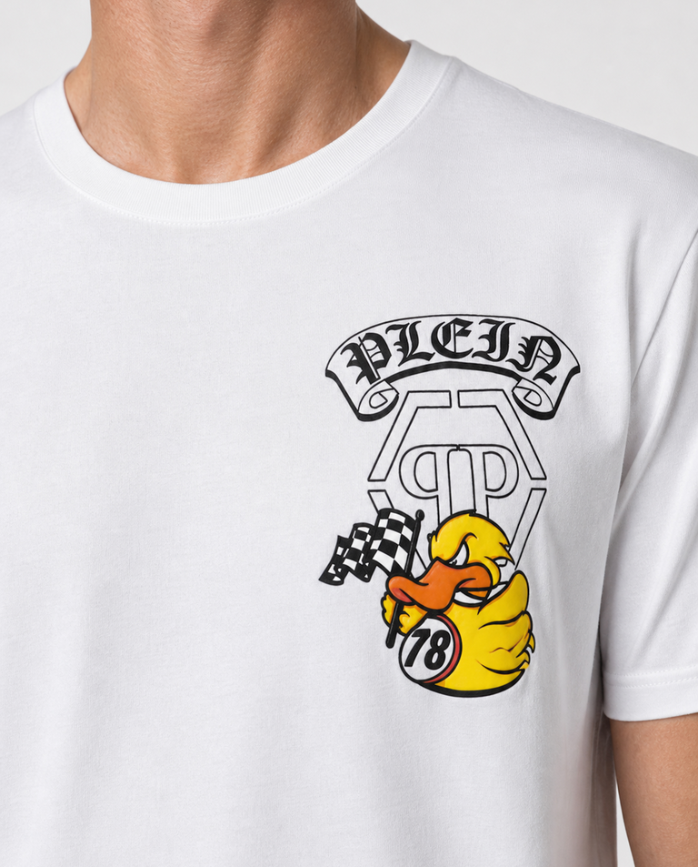 Biały t-shirt z kolorowym printem - Image #4