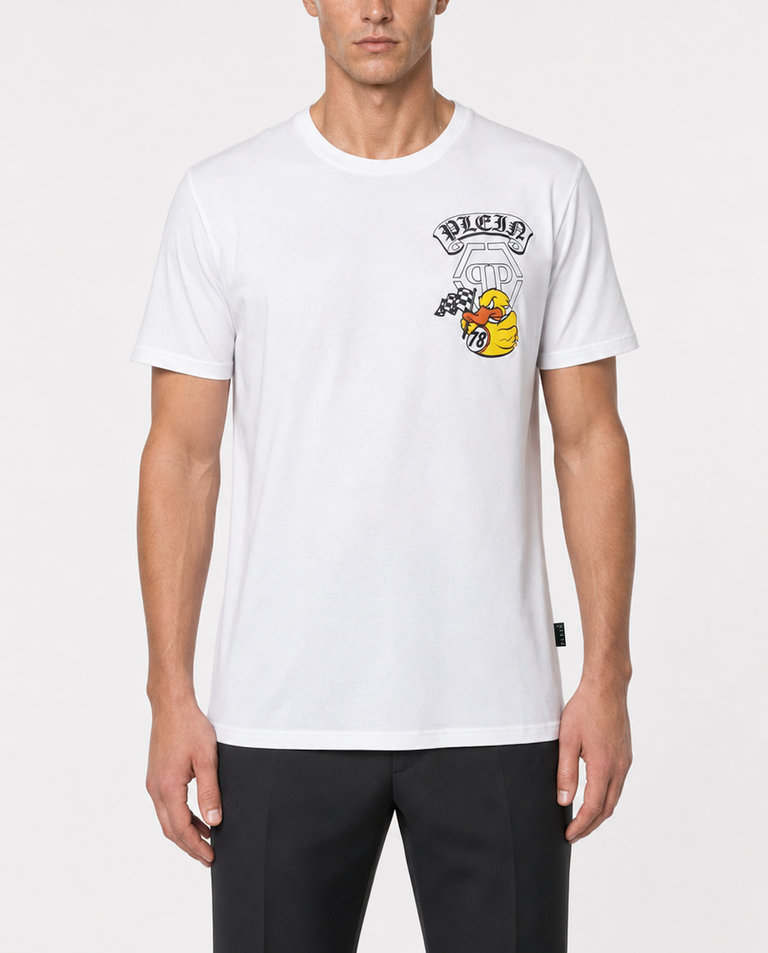Biały t-shirt z kolorowym printem