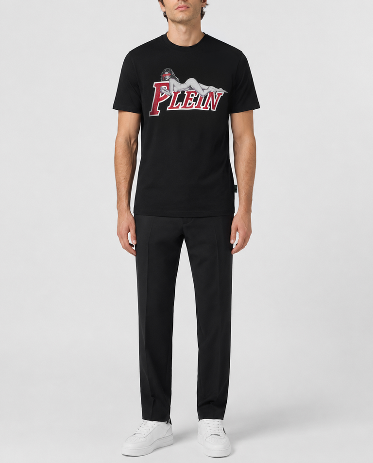 Czarny t-shirt z grafiką i logo Pin Up - Image #3
